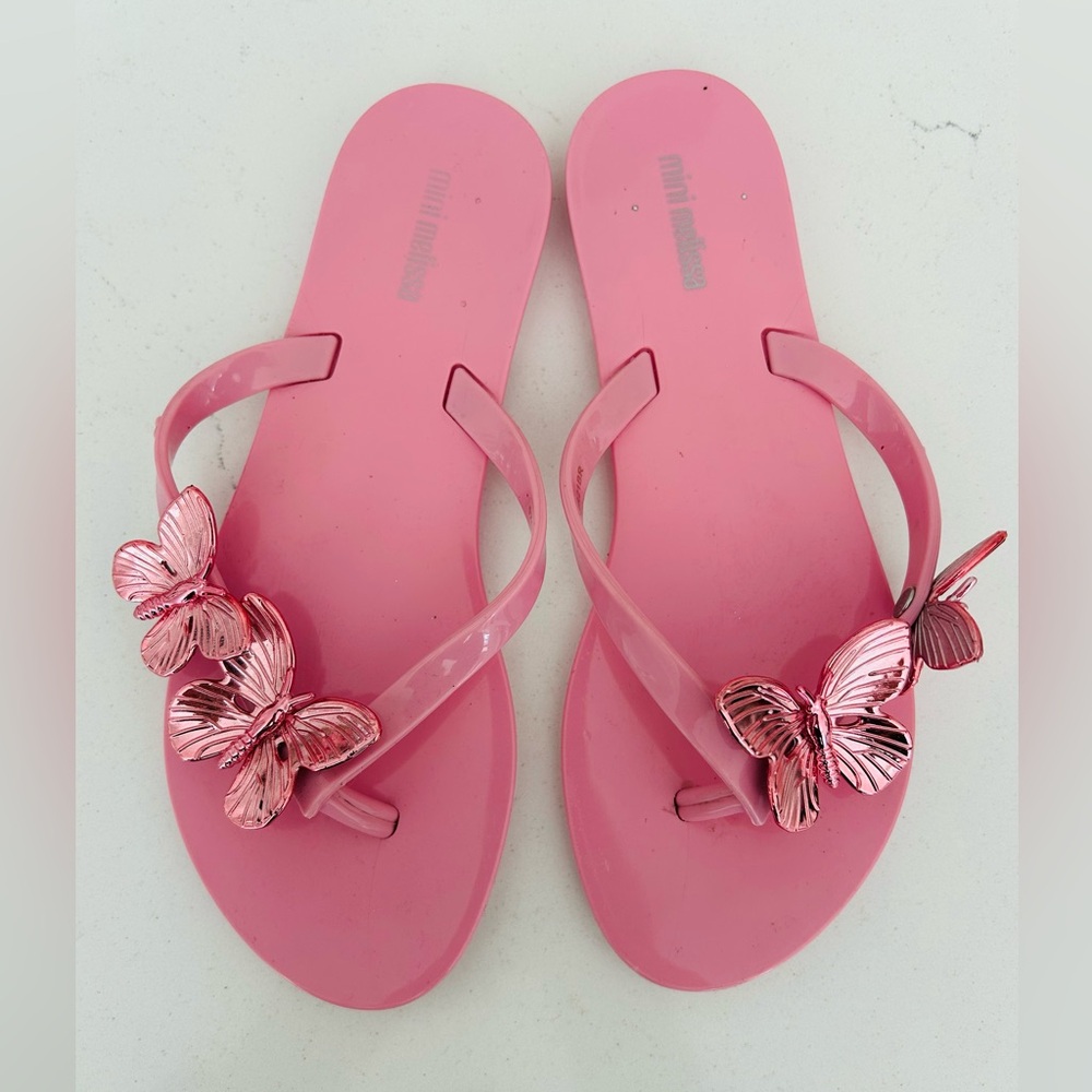 Mini Melissa Pink Sandals with Butterfly Accents